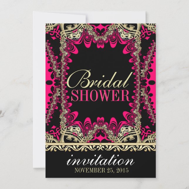 Bold Pink Gold Elegant Bridal Shower Invitation (Front)