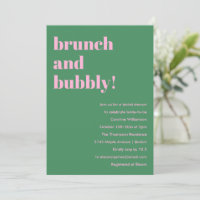 Bold Pink Green Modern Brunch Bubbly Bridal Shower
