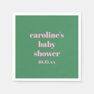 Bold Pink Green Modern Fun Custom Baby Shower Napkin