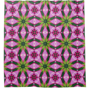 Bold Pink & Green Retro Shower Curtain