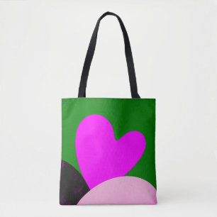 Bold Pink Heart Graphic Tote Bag