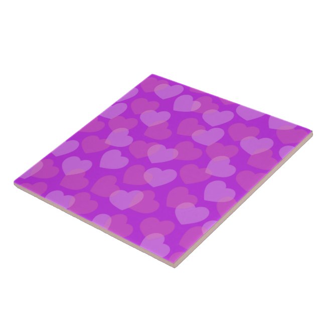 Bold Pink Hearts Decorative Ceramic Tile (Side)
