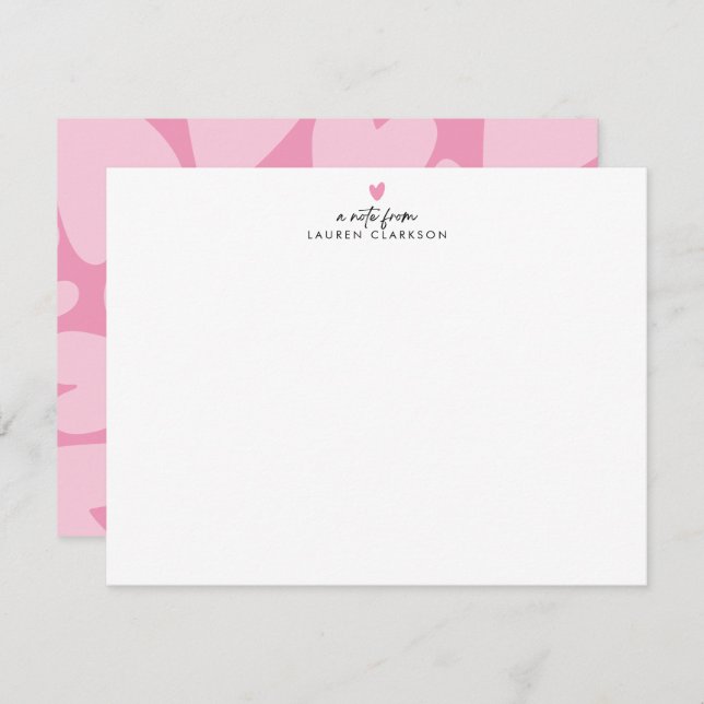 Bold Pink Hearts Note Card (Front/Back)