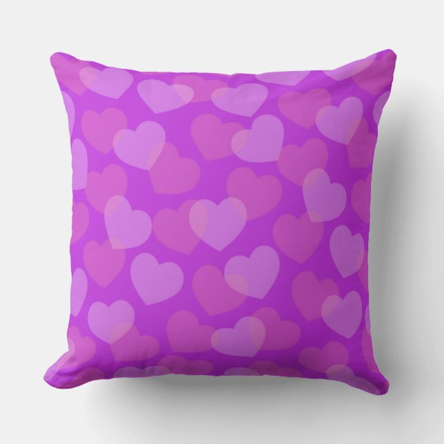 Bold Pink Hearts Throw Pillow (Front)