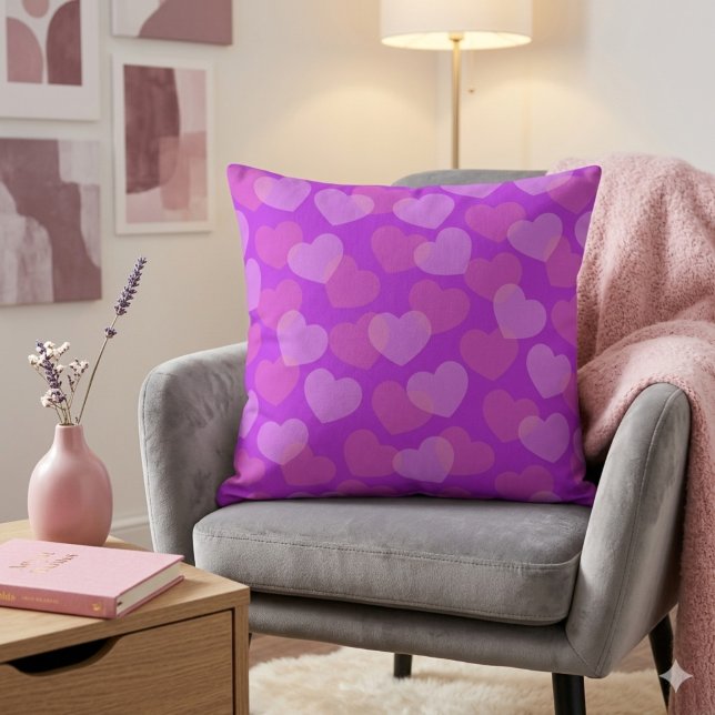 Bold Pink Hearts Throw Pillow (Creator Uploaded)