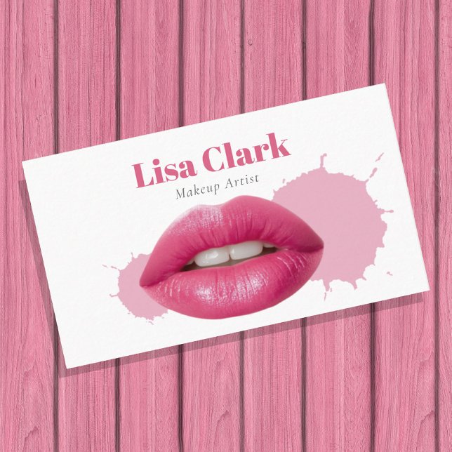 Bold Pink Lip Glam Makeup Artist Beauty  Business Card (Creator Uploaded)
