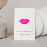 Bold Pink Lips Watercolor Makeup Artist Business Card<br><div class="desc">A watercolor illustration of a pink lipstick kiss is set on an ivory background for a unique and eye-catching design on this beauty-inspired business card template. The larger,  chubby card size is sure to stand out. Perfect for makeup artists and beauty professionals. © 1201AM CREATIVE</div>