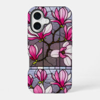 Bold Pink Magnolias Stained glass Illusion