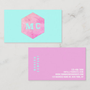 Bold Pink Mint Teal Modern Grunge Company Brand Business Card