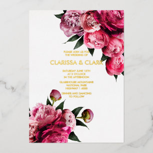 Bold Pink Modern Peony Flower Chic Wedding