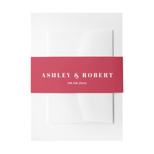Bold Pink Modern Wedding Invitation Invitation Belly Band (Front Example)