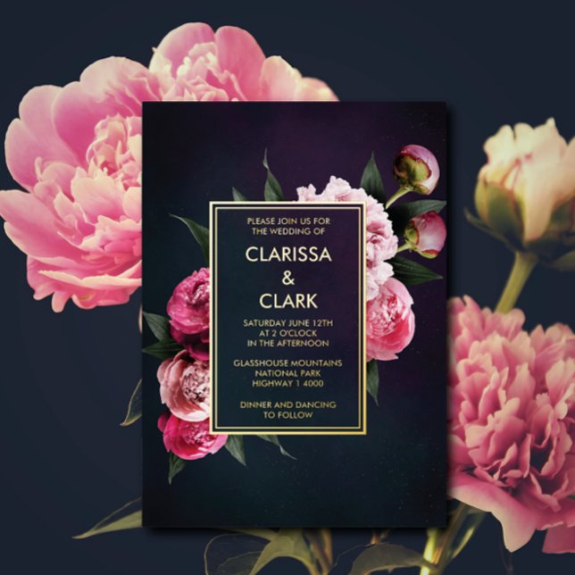 Bold Pink Moody Peony Flower Chic Wedding (Creator Uploaded)