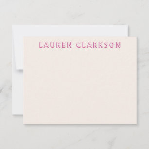 Bold Pink Name Note Card
