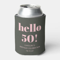 Bold Pink Olive Sage Modern 50th Birthday Party