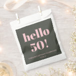 Bold Pink Olive Sage Modern 50th Birthday Party Favour Bags<br><div class="desc">Bold Typography Blush Pink and Olive Sage Green Modern 50th Birthday Custom Favour Bag</div>