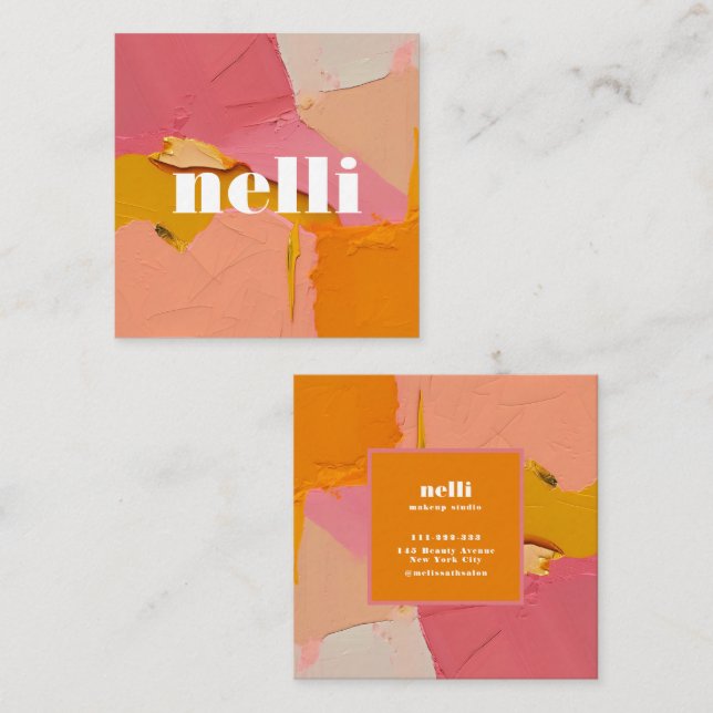 Bold Pink Orange Abstract Business Card (Front/Back)