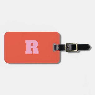 Bold Pink Orange Monogram Gift Party Favour 2025 Luggage Tag