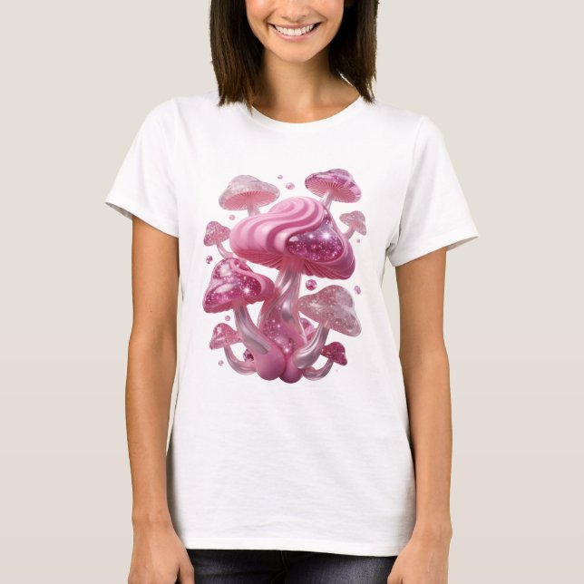 Bold Pink PINK MUSHROOMS Graphic Tee (Front)