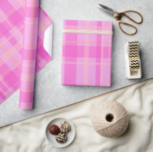 Bold Pink Plaid Wrapping Paper