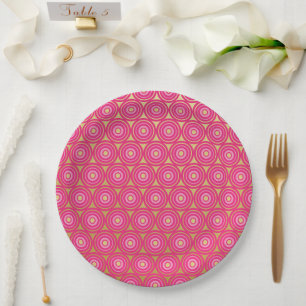 Bold Pink Print Paper Plates