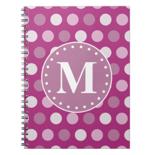 Bold Pink Purple Polka Dots Monogram Notebook