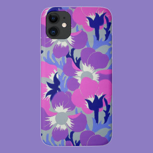 Bold Pink & Purple Windflower Pattern Retro  iPhone 11 Case