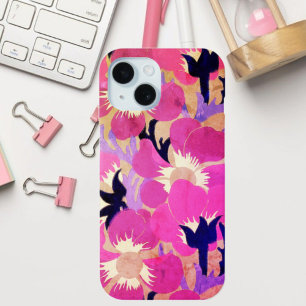 Bold Pink & Purple Windflower Pattern Retro iPhone 13 Case
