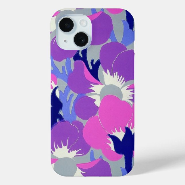 Bold Pink & Purple Windflower Pattern Retro  Case-Mate iPhone Case (Back)