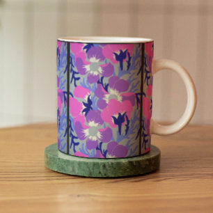 Bold Pink & Purple Windflower Pattern Retro Coffee Mug
