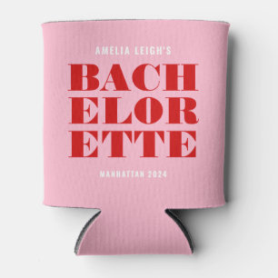 Bold Pink & Red Bachelorette Weekend Can Cooler