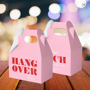 Bold Pink & Red Bachelorette Weekend Hangover Kit Favour Box