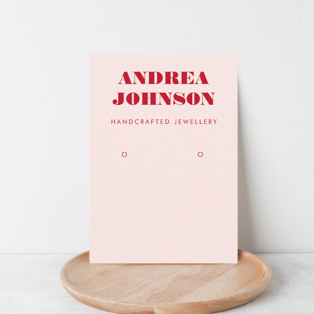 Bold Pink & Red Mid Century Mod Earring Display Business Card (Creator Uploaded)