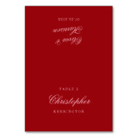 Bold Pink Red Minimalist Script Wedding Place Card