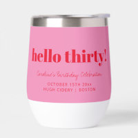 Bold Pink Red Modern 30th Birthday Custom