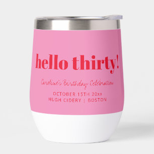 Bold Pink Red Modern 30th Birthday Custom 