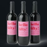 Bold Pink Red Modern 50th Birthday Custom Wine Label<br><div class="desc">Bold Typography Bright Pink and Red Modern 50th Birthday Custom Wine Label</div>