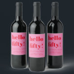 Bold Pink Red Modern 50th Birthday Custom Wine Label<br><div class="desc">Bold Typography Bright Pink and Red Modern 50th Birthday Custom Wine Label</div>