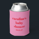 Bold Pink Red Modern Fun Custom Baby Shower Can Cooler<br><div class="desc">Bold Typography Bright Pink and Red Modern Fun Simple Custom Baby Shower Can Cooler</div>