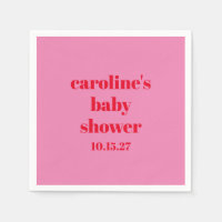 Bold Pink Red Modern Fun Custom Baby Shower