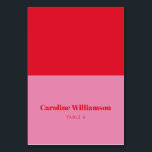 Bold Pink Red Typography Custom Table Place Card<br><div class="desc">Bold Pink Red Typography Custom Table Place Card</div>
