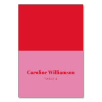 Bold Pink Red Typography Custom Table Place Card
