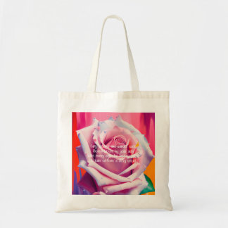 Bold Pink Rose in Bloom Poem Bohemian Artsy Tote Bag