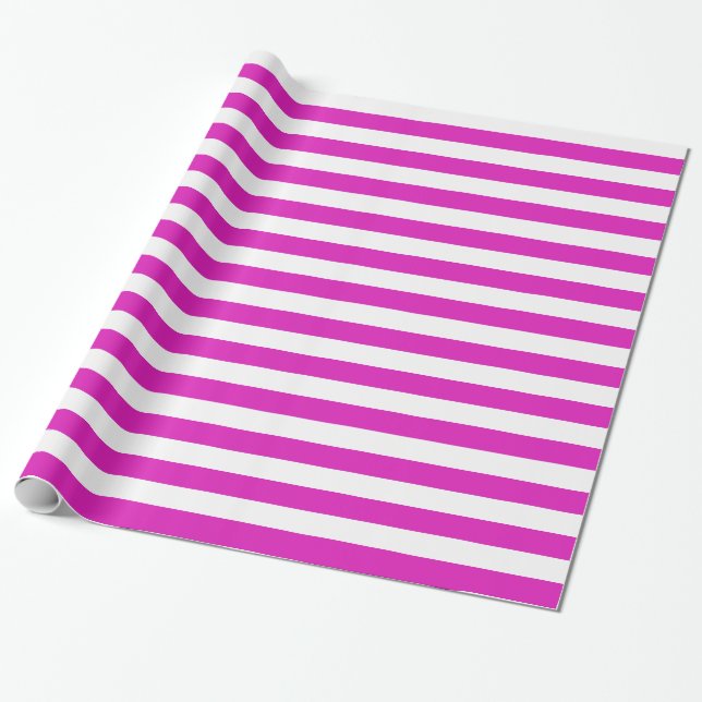 Bold Pink Stripes on Custom Colour Wrapping Paper (Unrolled)