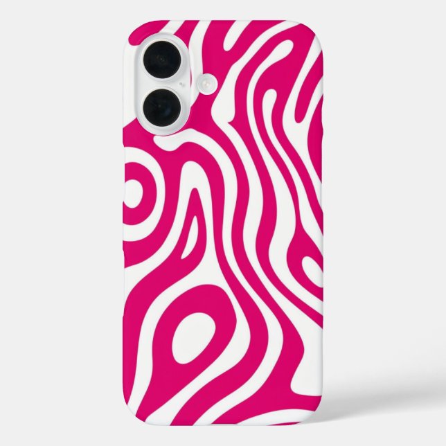 Bold Pink Swirl iPhone 16 case- Retro Wave Case-Mate iPhone Case (Back)