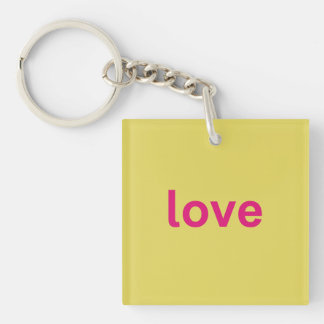 bold pink typography art key ring