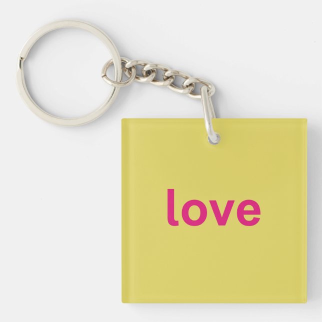 bold pink typography art key ring (Front)