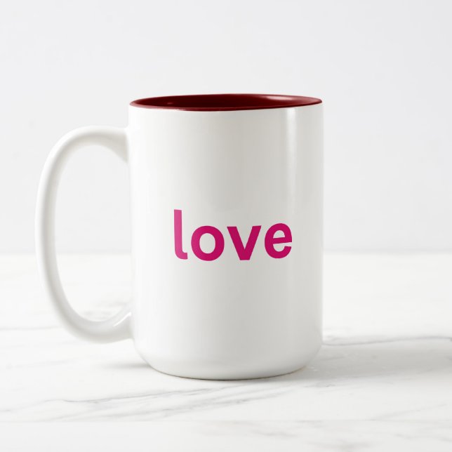 bold pink typography art Two-Tone coffee mug (Left)