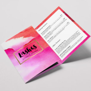 Bold Pink Watercolors Lash Extensions Brochure