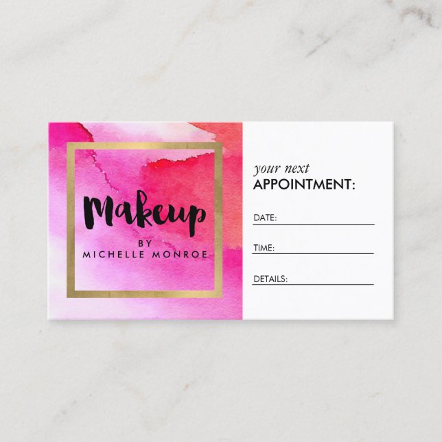 Bold Pink Watercolors Makeup Artist Appointment (Front)