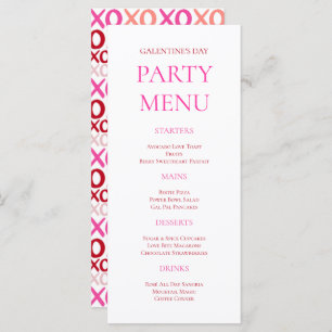 Bold Pink XOXO Girls Night Galentine's Day Party Menu